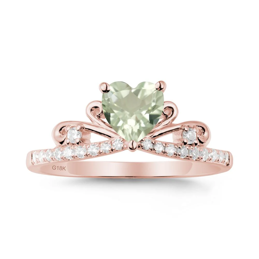 Bowknot Heart Shaped Green Amethyst Promise Ring - Image 4