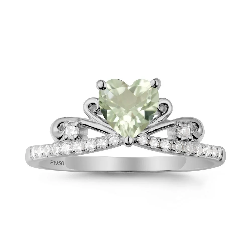 Bowknot Heart Shaped Green Amethyst Promise Ring - Image 8