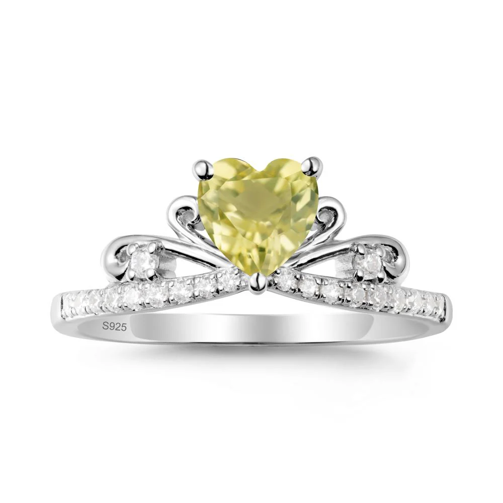 Bowknot Heart Shaped Lemon Quartz Promise Ring