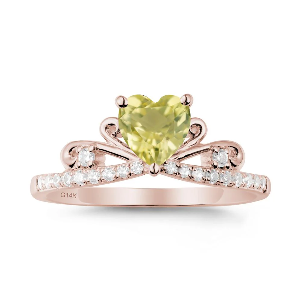 Bowknot Heart Shaped Lemon Quartz Promise Ring - Image 2