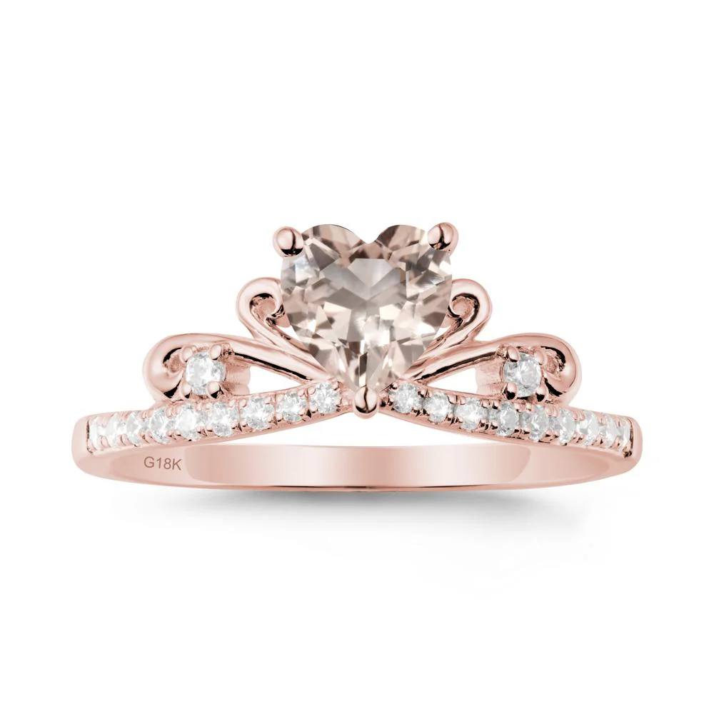 Bowknot Heart Shaped Morganite Promise Ring - Image 5