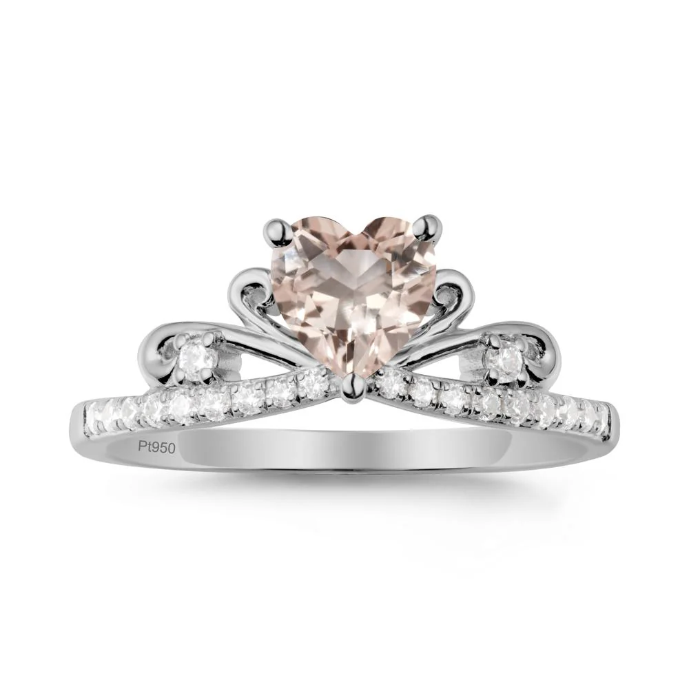 Bowknot Heart Shaped Morganite Promise Ring - Image 9