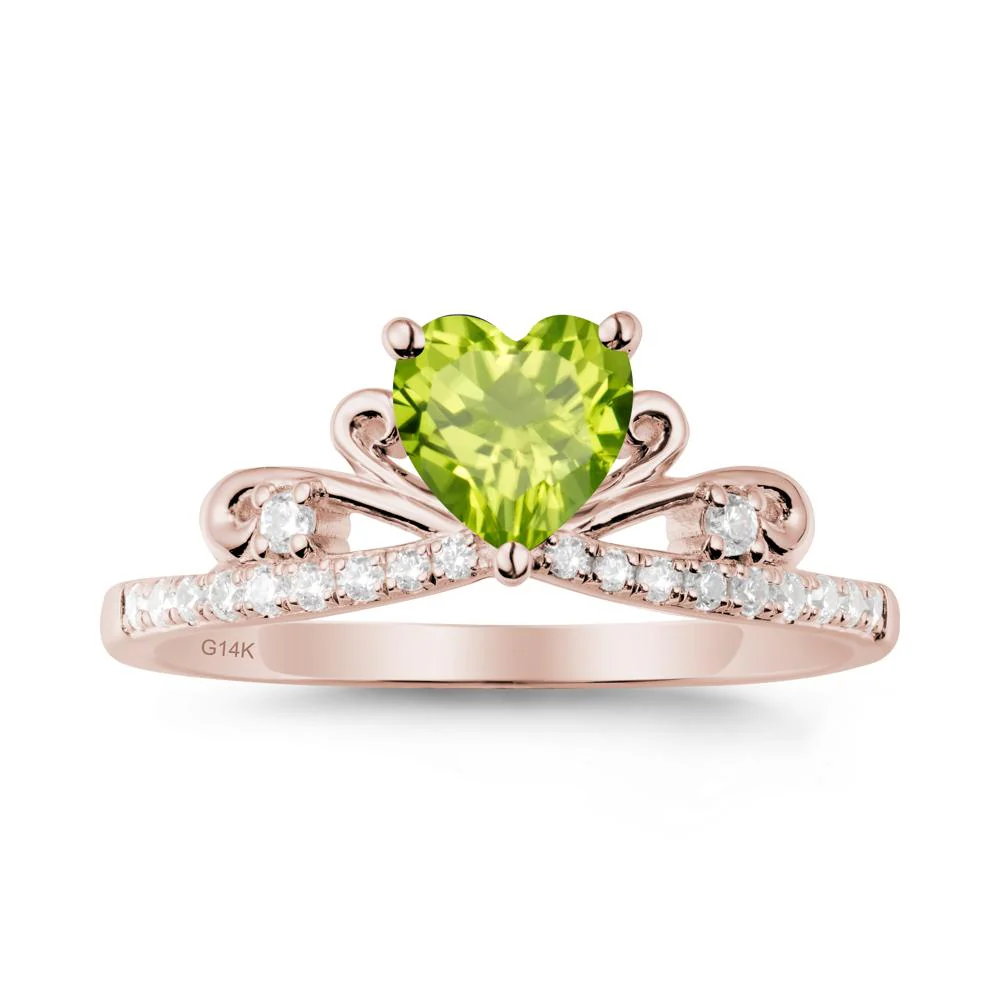 Bowknot Heart Shaped Peridot Promise Ring - Image 2
