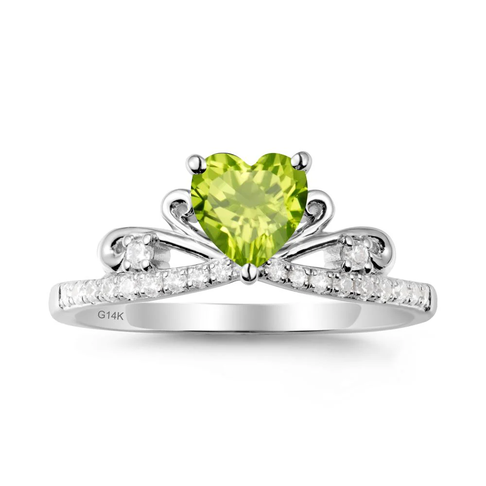 Bowknot Heart Shaped Peridot Promise Ring - Image 3