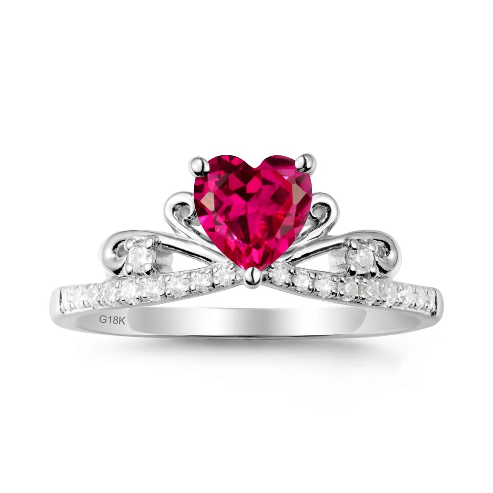 Bowknot Heart Shaped Ruby Promise Ring - Image 6