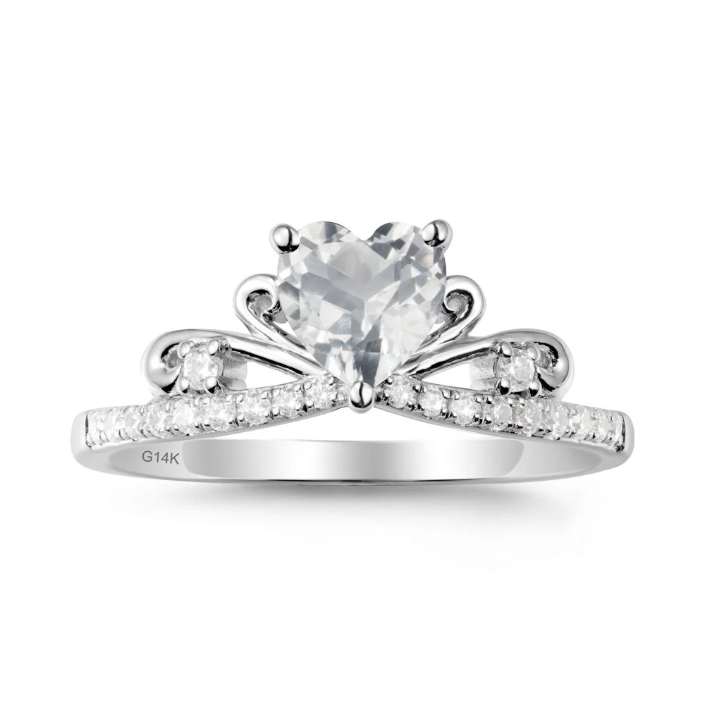 Bowknot Heart Shaped White Topaz Promise Ring - Image 3