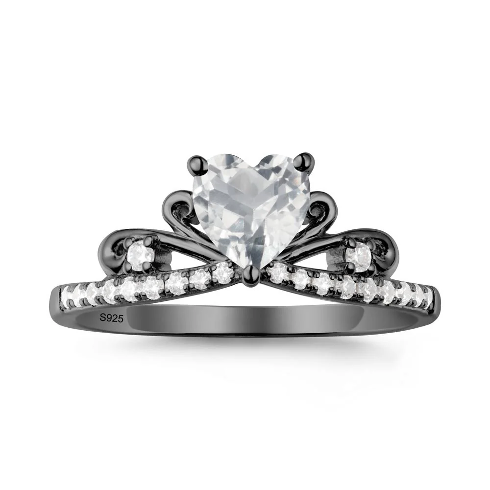 Bowknot Heart Shaped White Topaz Promise Ring - Image 8