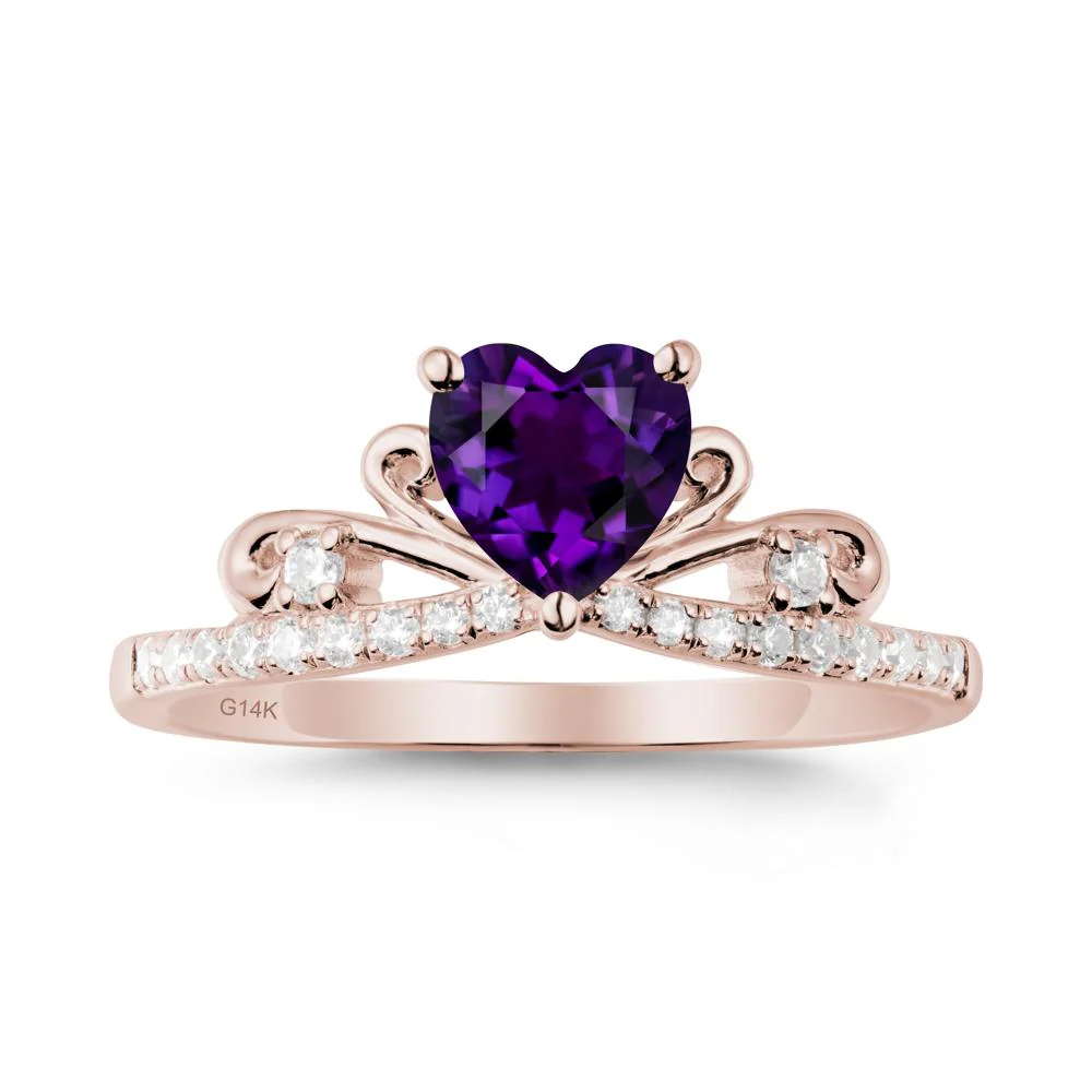 Bowknot Pave Band Amethyst Engagement Ring - Image 2