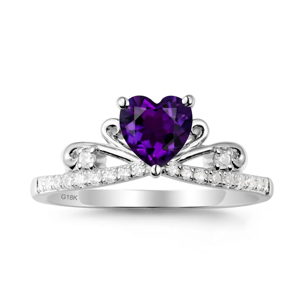 Bowknot Pave Band Amethyst Engagement Ring - Image 5