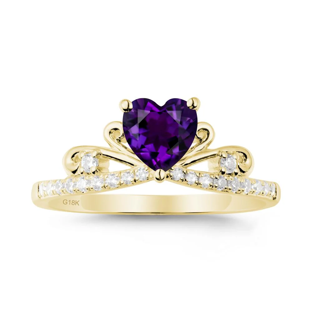Bowknot Pave Band Amethyst Engagement Ring - Image 6