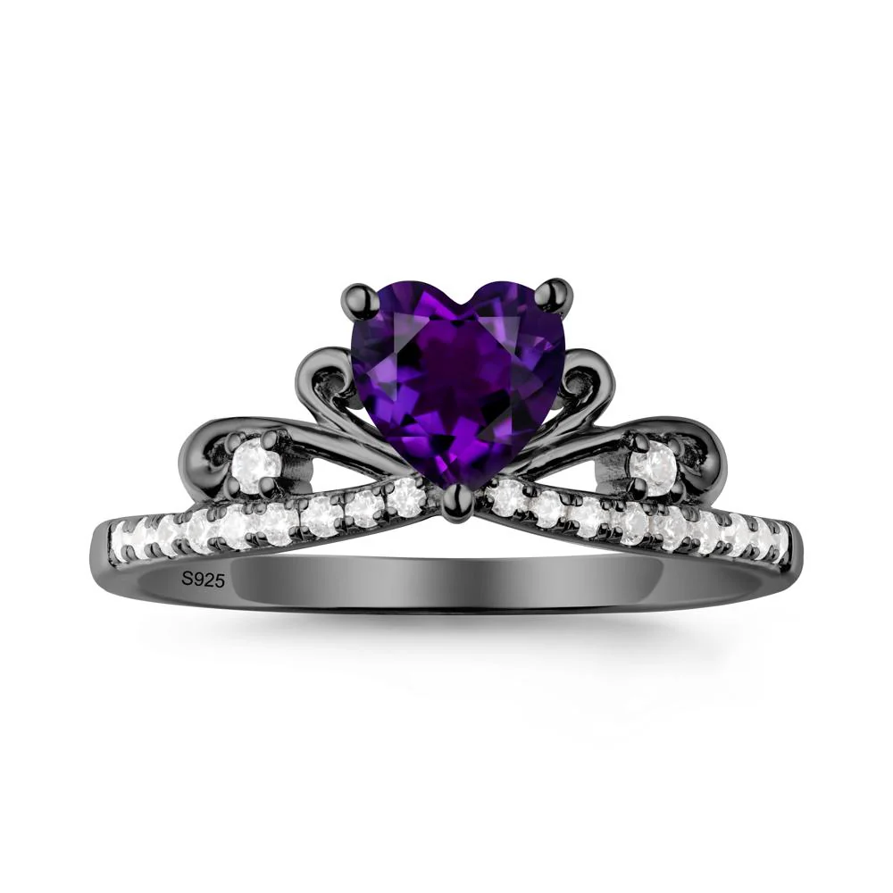 Bowknot Pave Band Amethyst Engagement Ring - Image 7