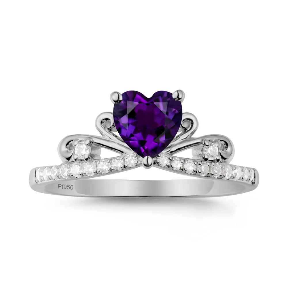 Bowknot Pave Band Amethyst Engagement Ring - Image 8