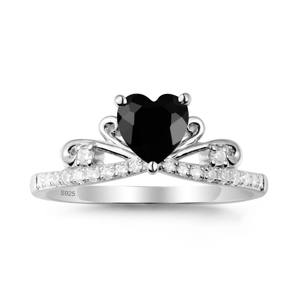 Bowknot Pave Band Black Spinel Engagement Ring