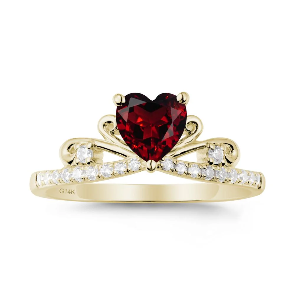 Bowknot Pave Band Garnet Engagement Ring - Image 4
