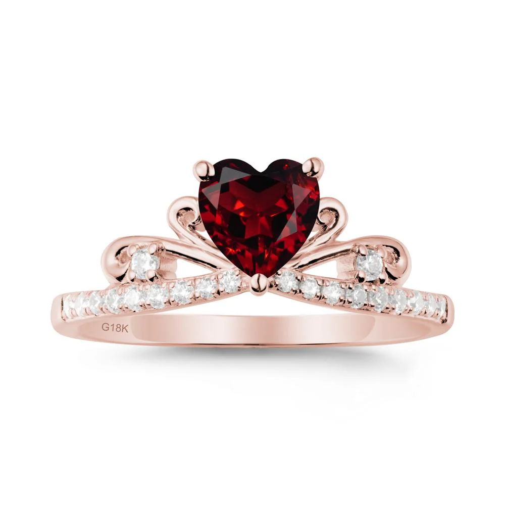 Bowknot Pave Band Garnet Engagement Ring - Image 5