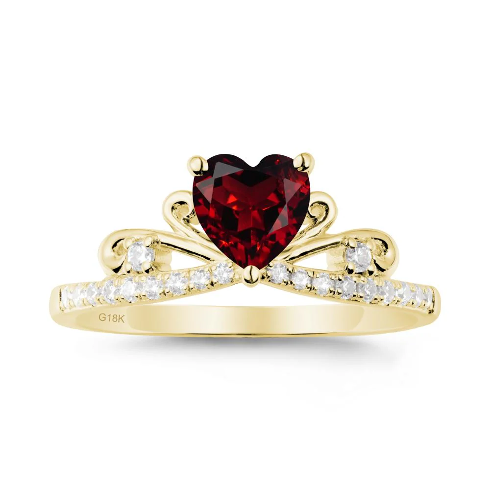Bowknot Pave Band Garnet Engagement Ring - Image 7