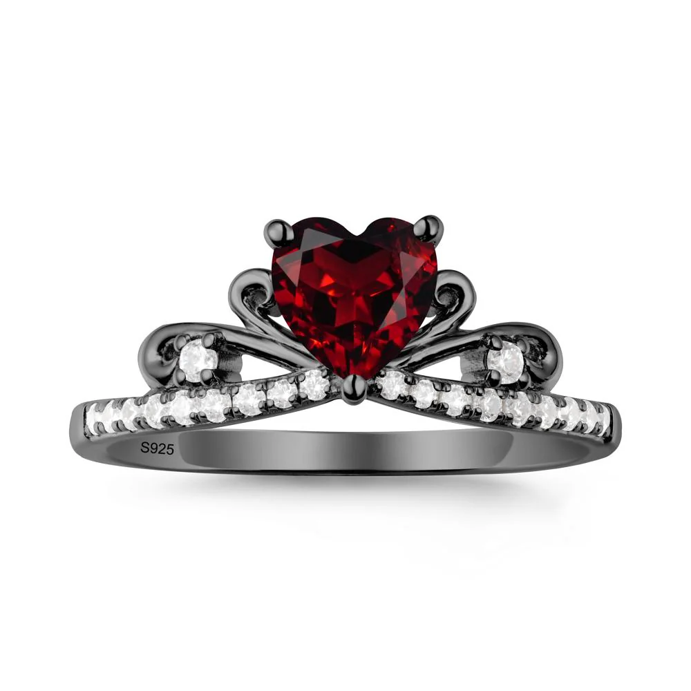 Bowknot Pave Band Garnet Engagement Ring - Image 8