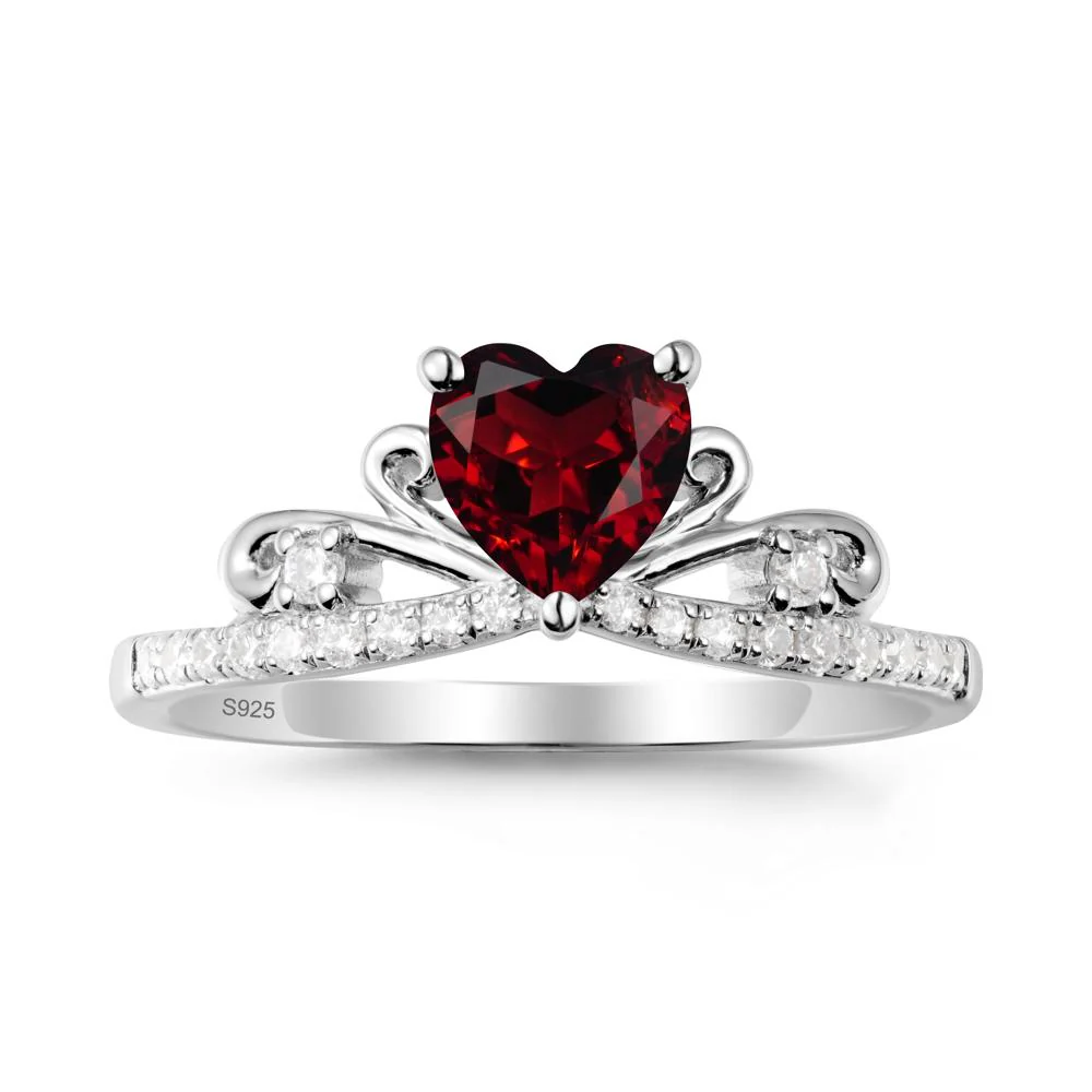 Bowknot Pave Band Garnet Engagement Ring - Image 9