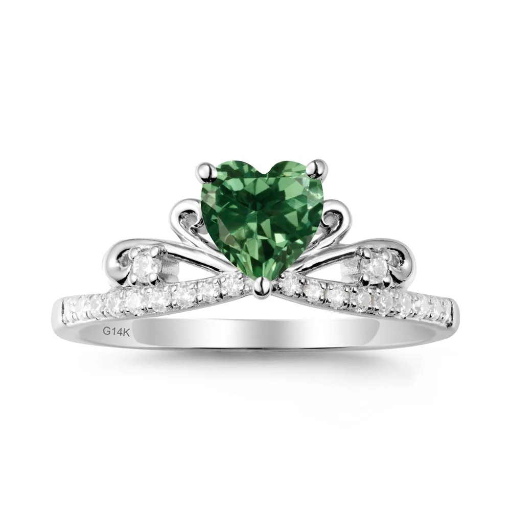 Bowknot Pave Band Green Sapphire Engagement Ring - Image 3