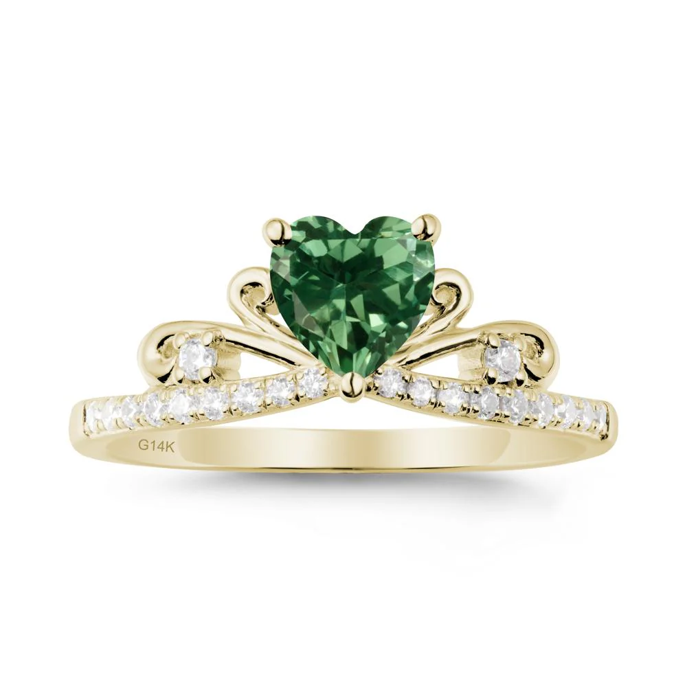 Bowknot Pave Band Green Sapphire Engagement Ring - Image 4