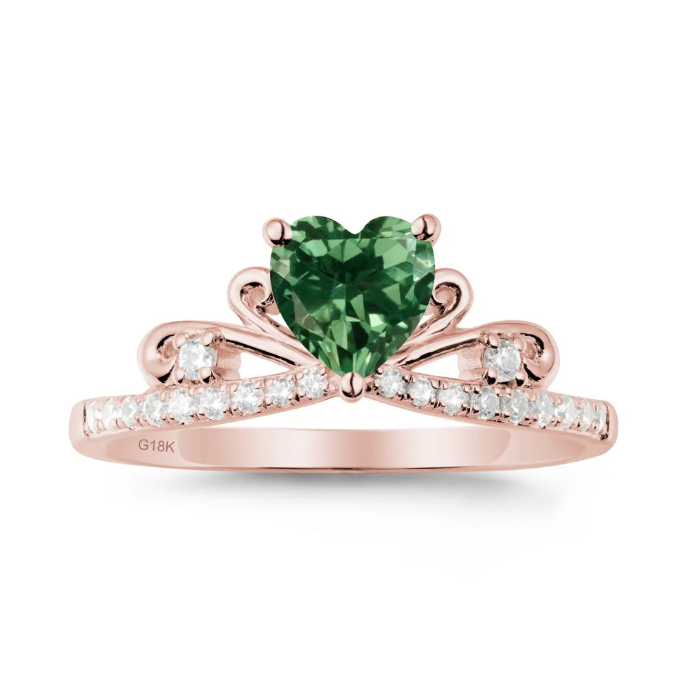 Bowknot Pave Band Green Sapphire Engagement Ring - Image 5