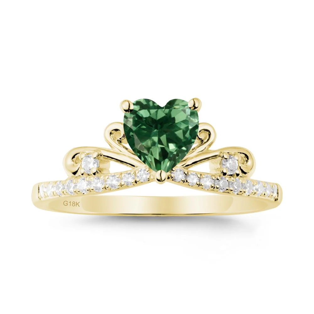 Bowknot Pave Band Green Sapphire Engagement Ring - Image 7