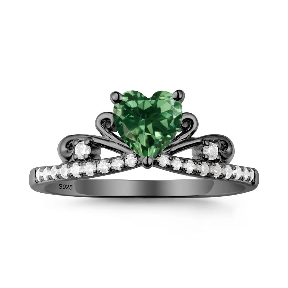 Bowknot Pave Band Green Sapphire Engagement Ring - Image 8