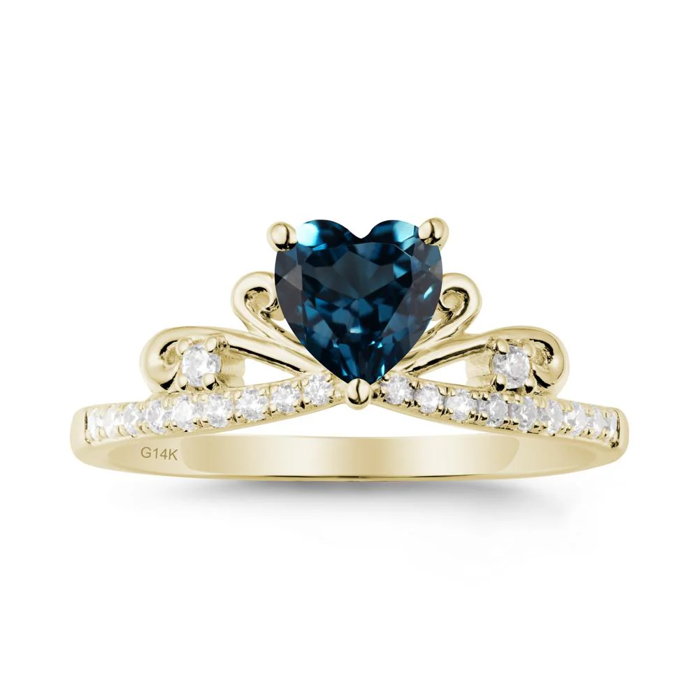Bowknot Pave Band London Blue Topaz Engagement Ring - Image 3