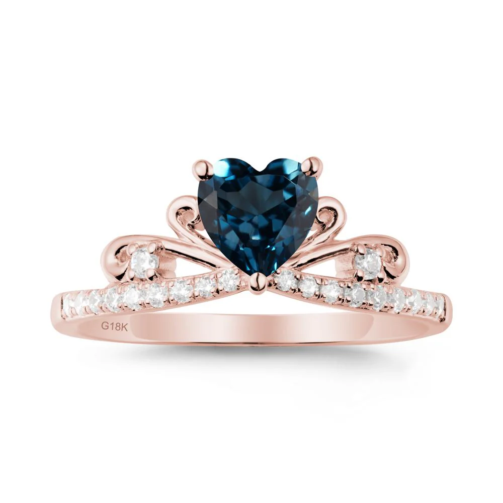 Bowknot Pave Band London Blue Topaz Engagement Ring - Image 4