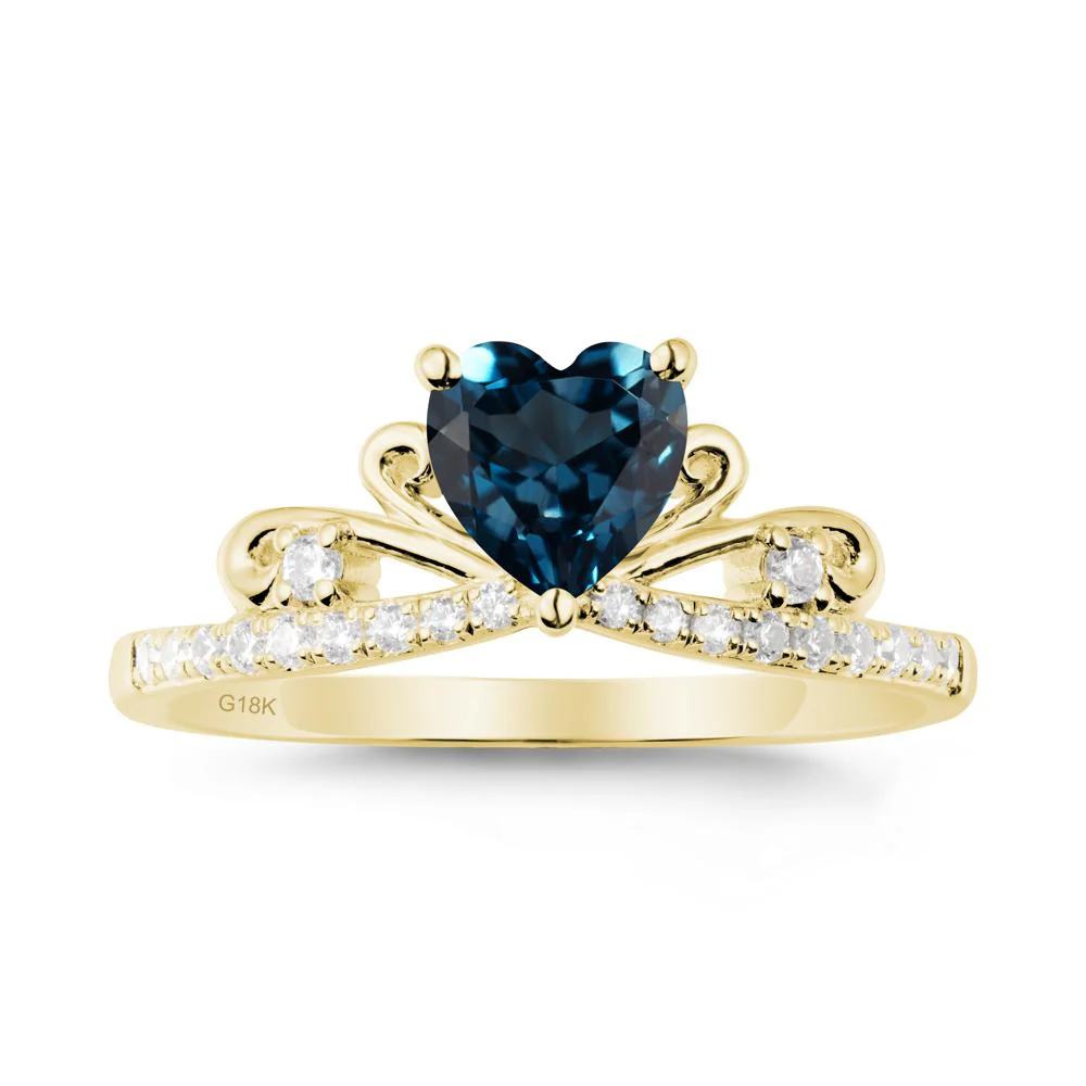 Bowknot Pave Band London Blue Topaz Engagement Ring - Image 6