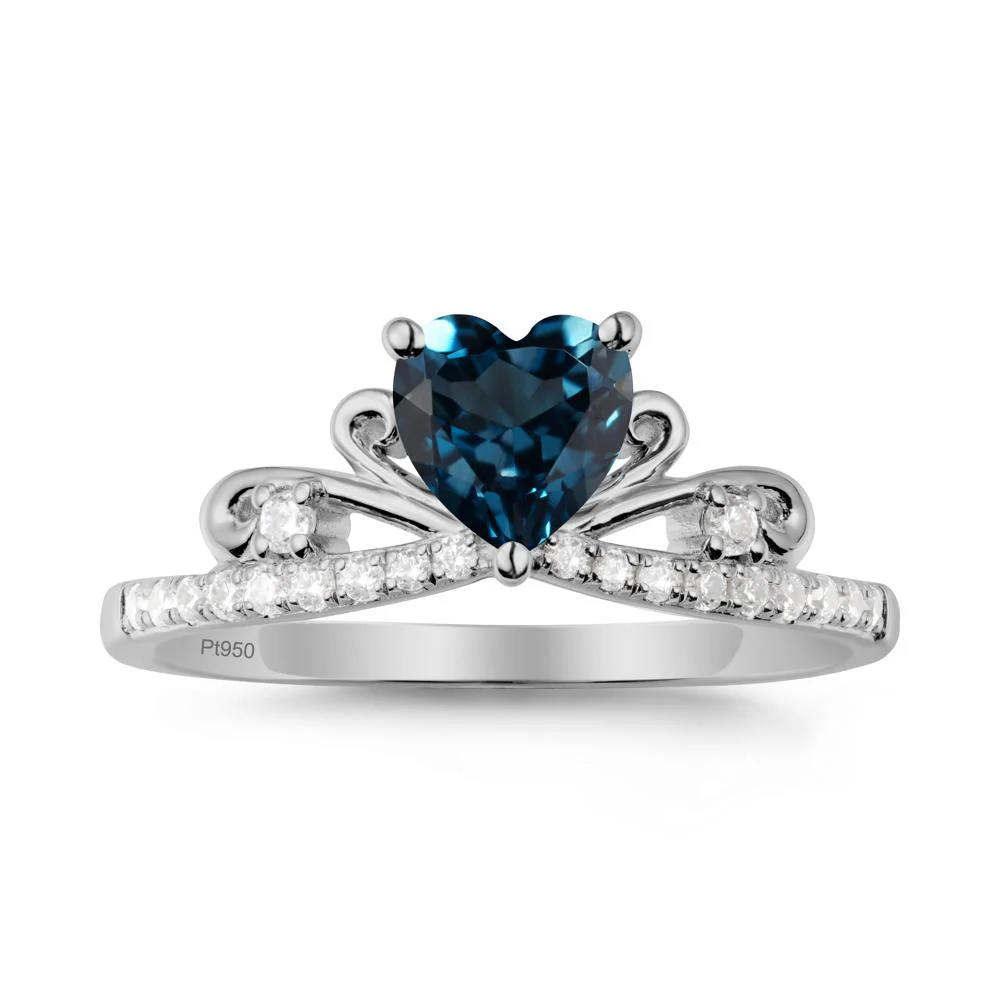 Bowknot Pave Band London Blue Topaz Engagement Ring - Image 8