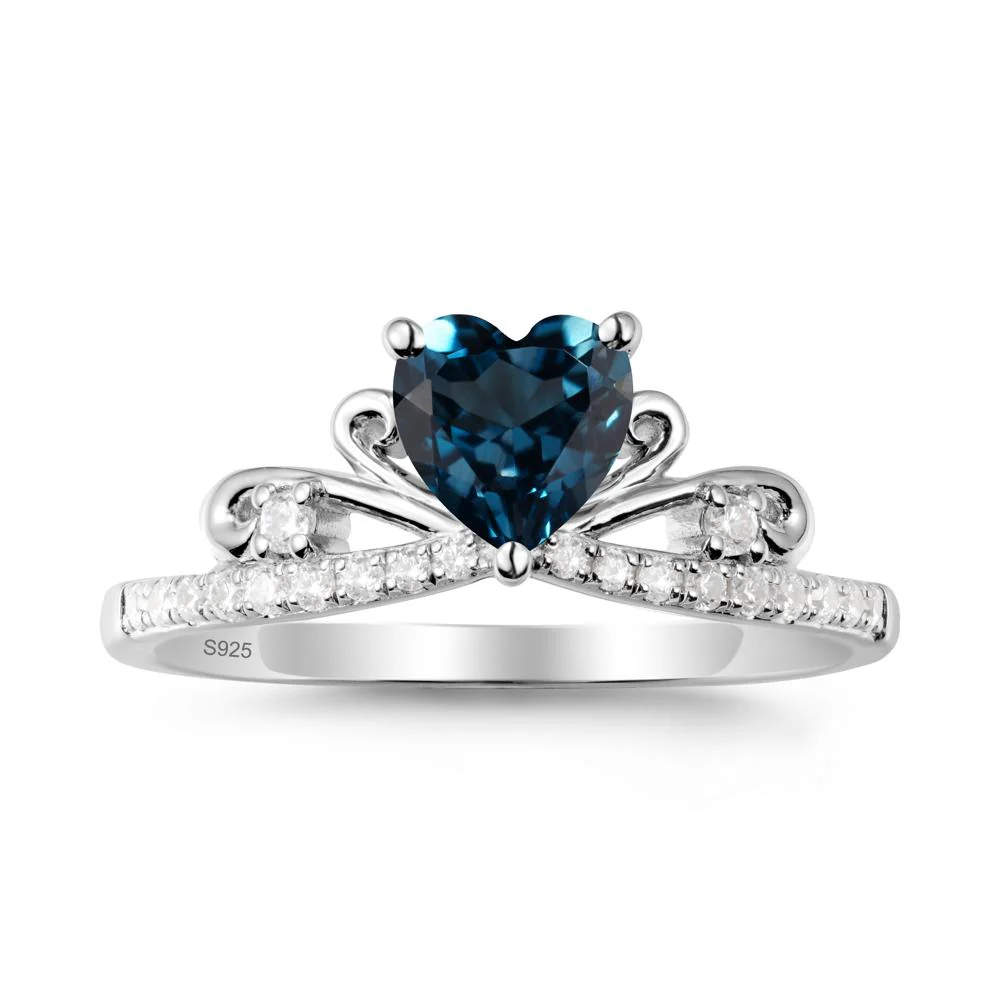 Bowknot Pave Band London Blue Topaz Engagement Ring - Image 9