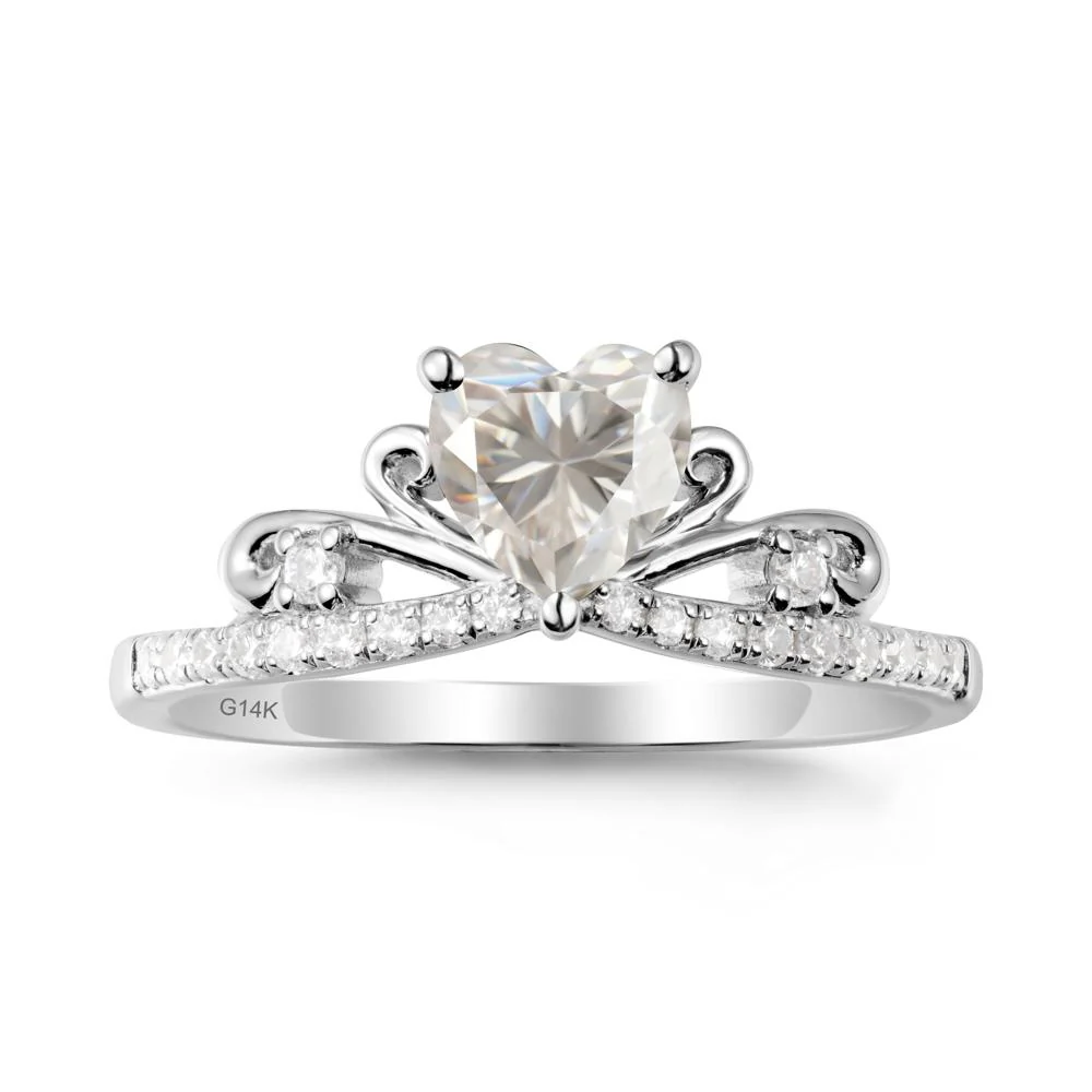 Bowknot Pave Band Moissanite Engagement Ring - Image 3