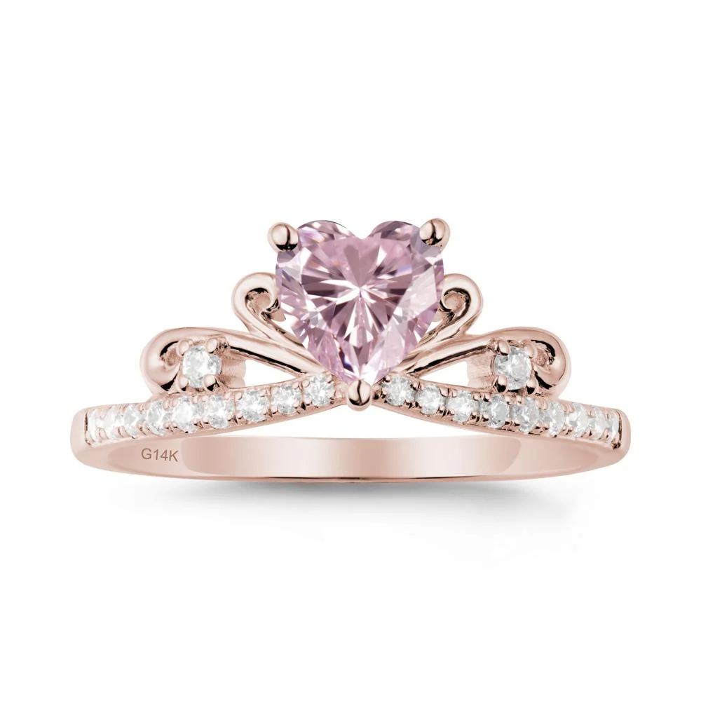 Bowknot Pave Band Pink Cubic Zirconia Engagement Ring