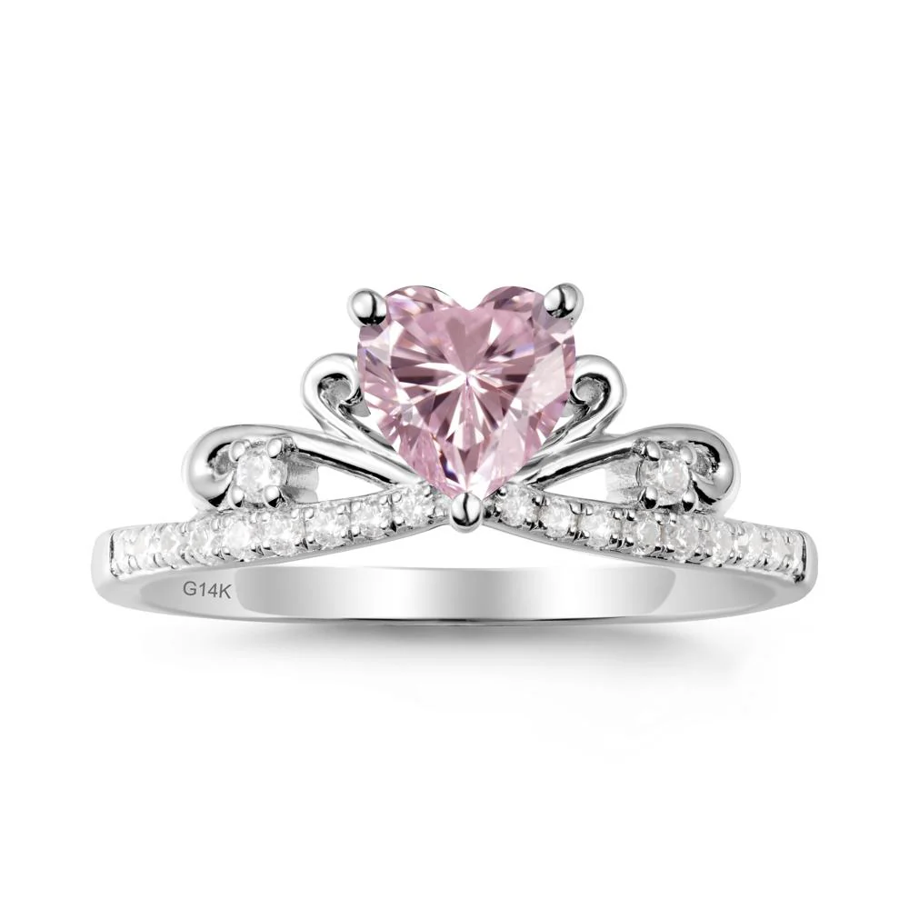 Bowknot Pave Band Pink Cubic Zirconia Engagement Ring - Image 2