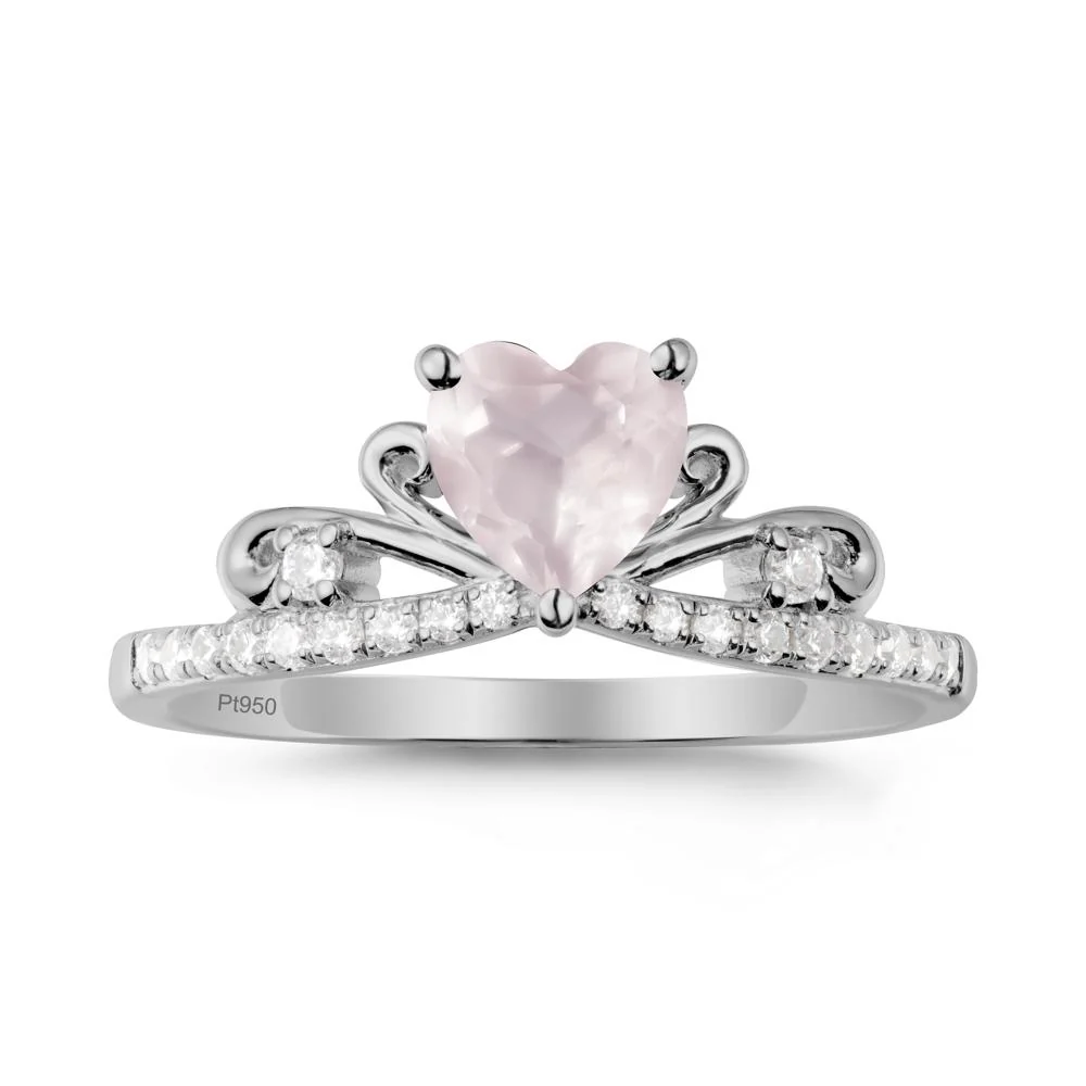 Bowknot Pave Band Rose Quartz Engagement Ring