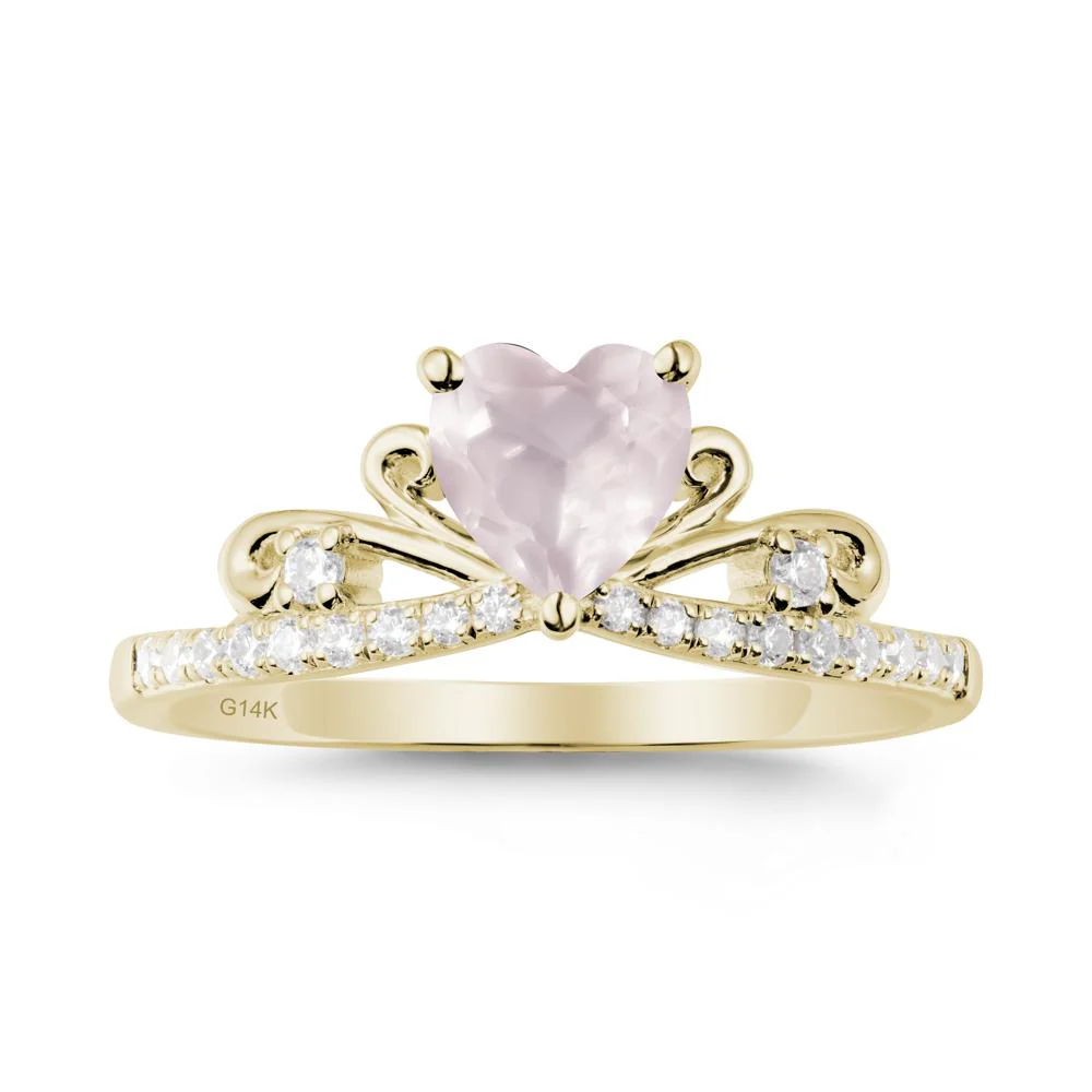 Bowknot Pave Band Rose Quartz Engagement Ring - Image 4
