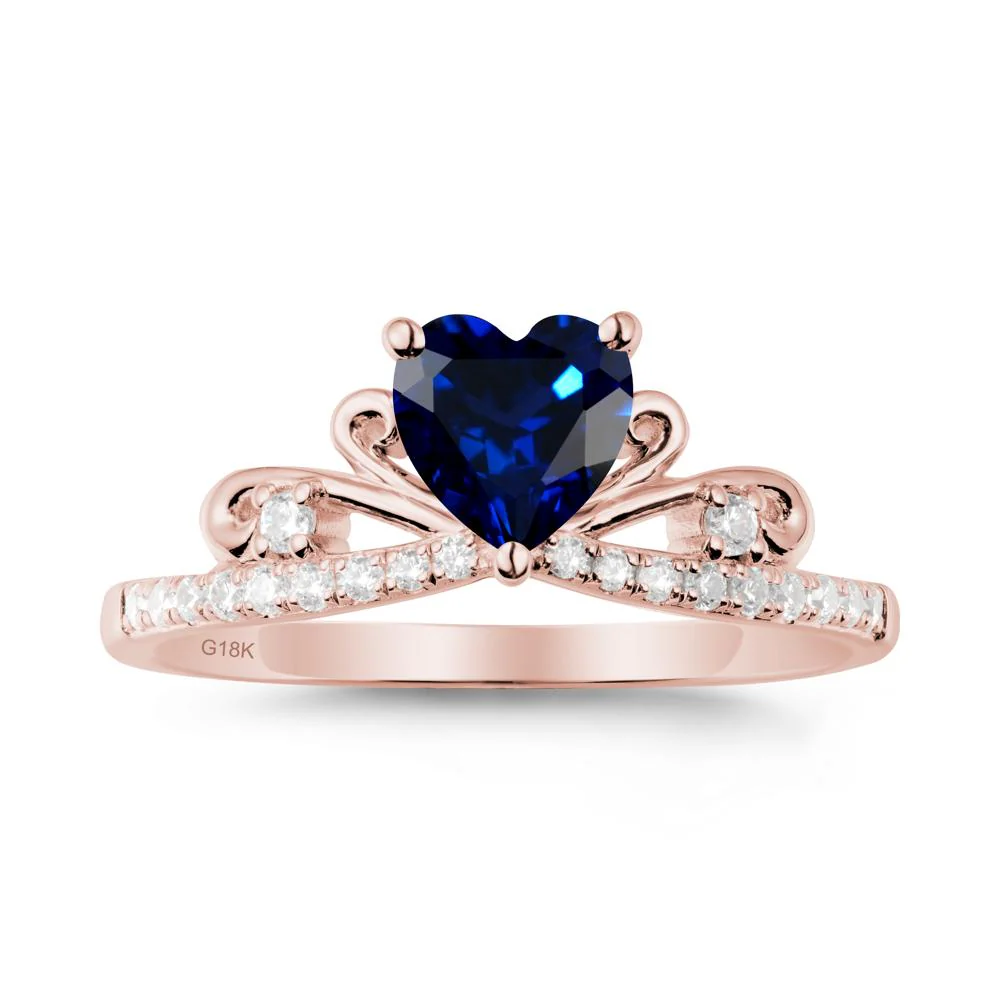 Bowknot Pave Band Sapphire Engagement Ring - Image 4