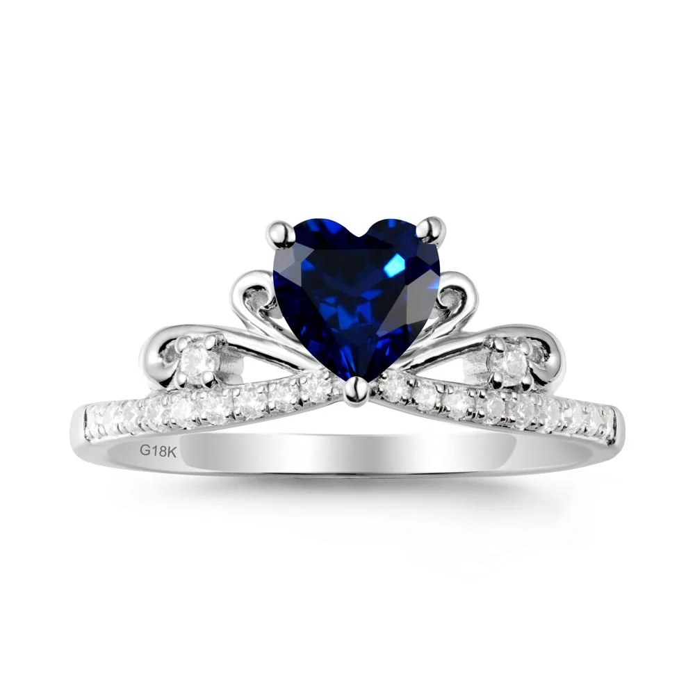 Bowknot Pave Band Sapphire Engagement Ring - Image 5
