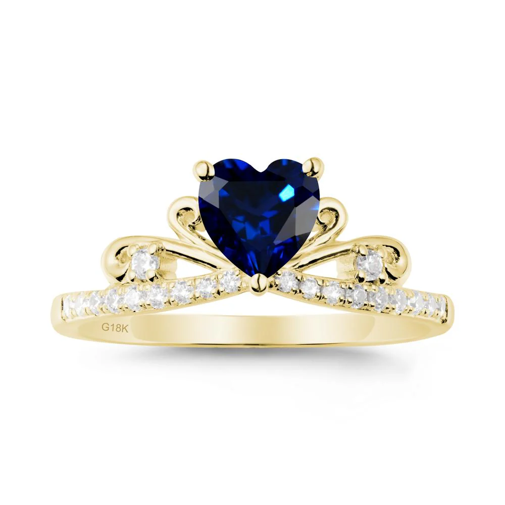Bowknot Pave Band Sapphire Engagement Ring - Image 6