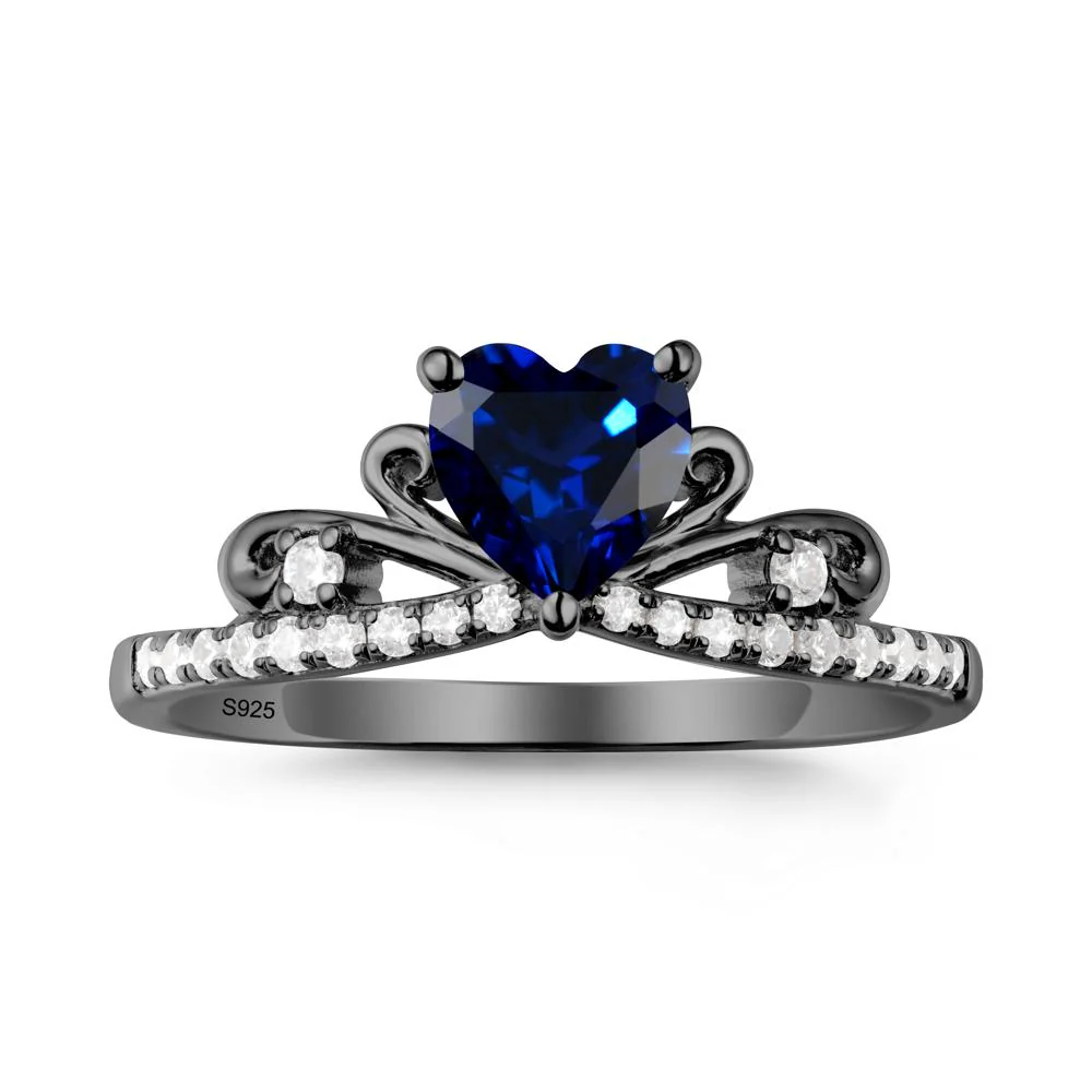 Bowknot Pave Band Sapphire Engagement Ring - Image 7