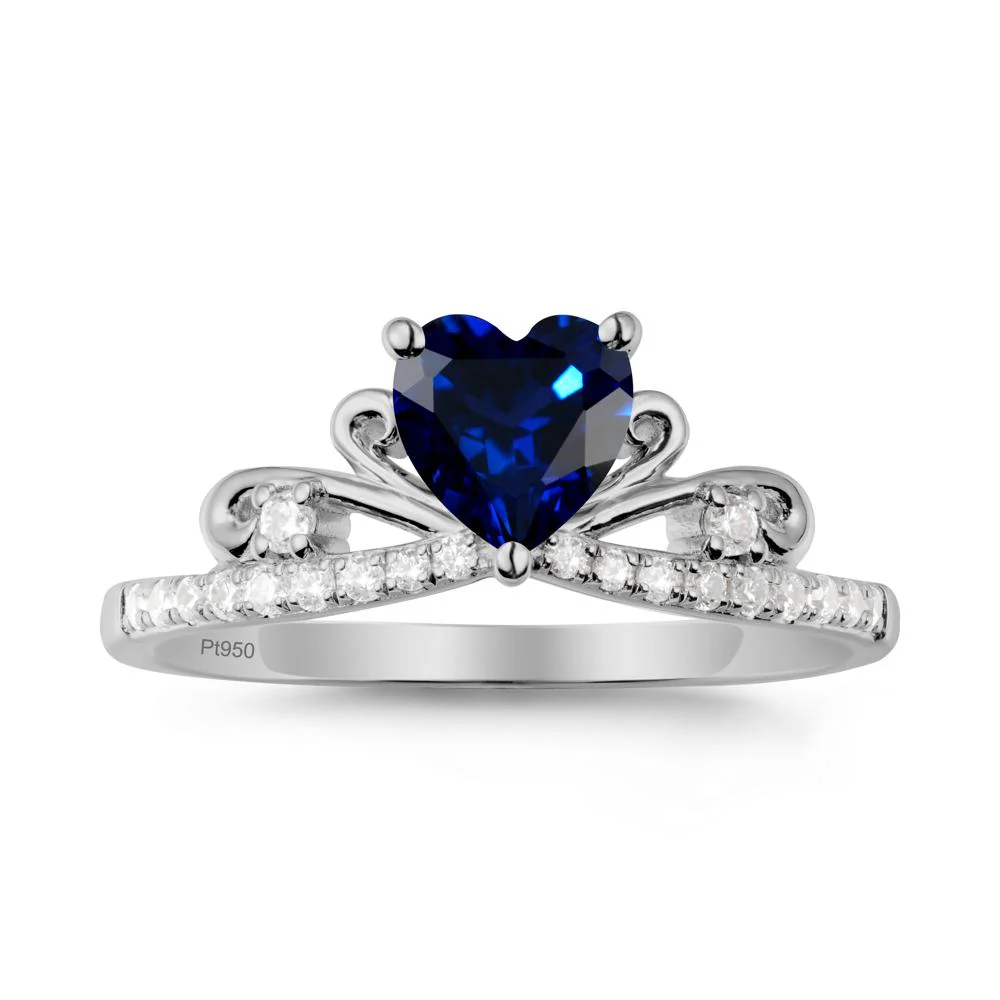 Bowknot Pave Band Sapphire Engagement Ring - Image 8