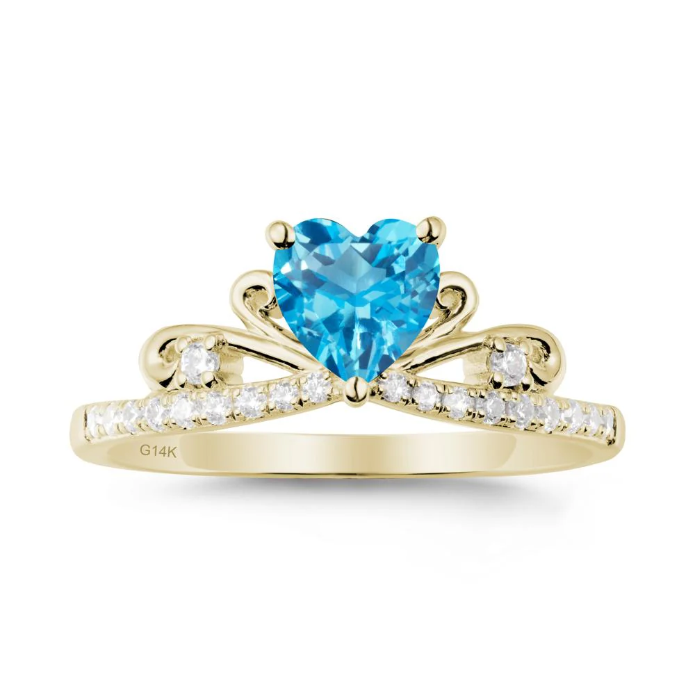 Bowknot Pave Band Swiss Blue Topaz Engagement Ring