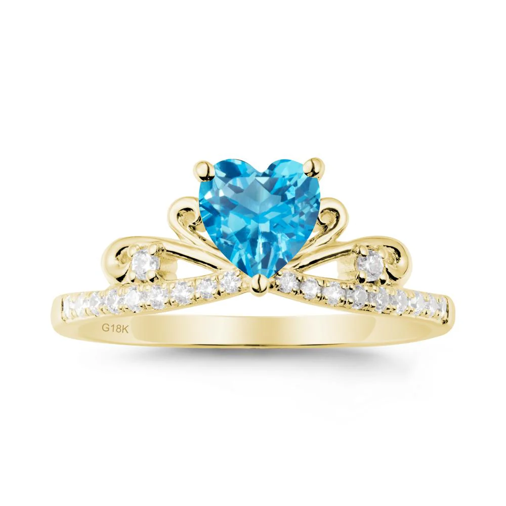 Bowknot Pave Band Swiss Blue Topaz Engagement Ring - Image 6