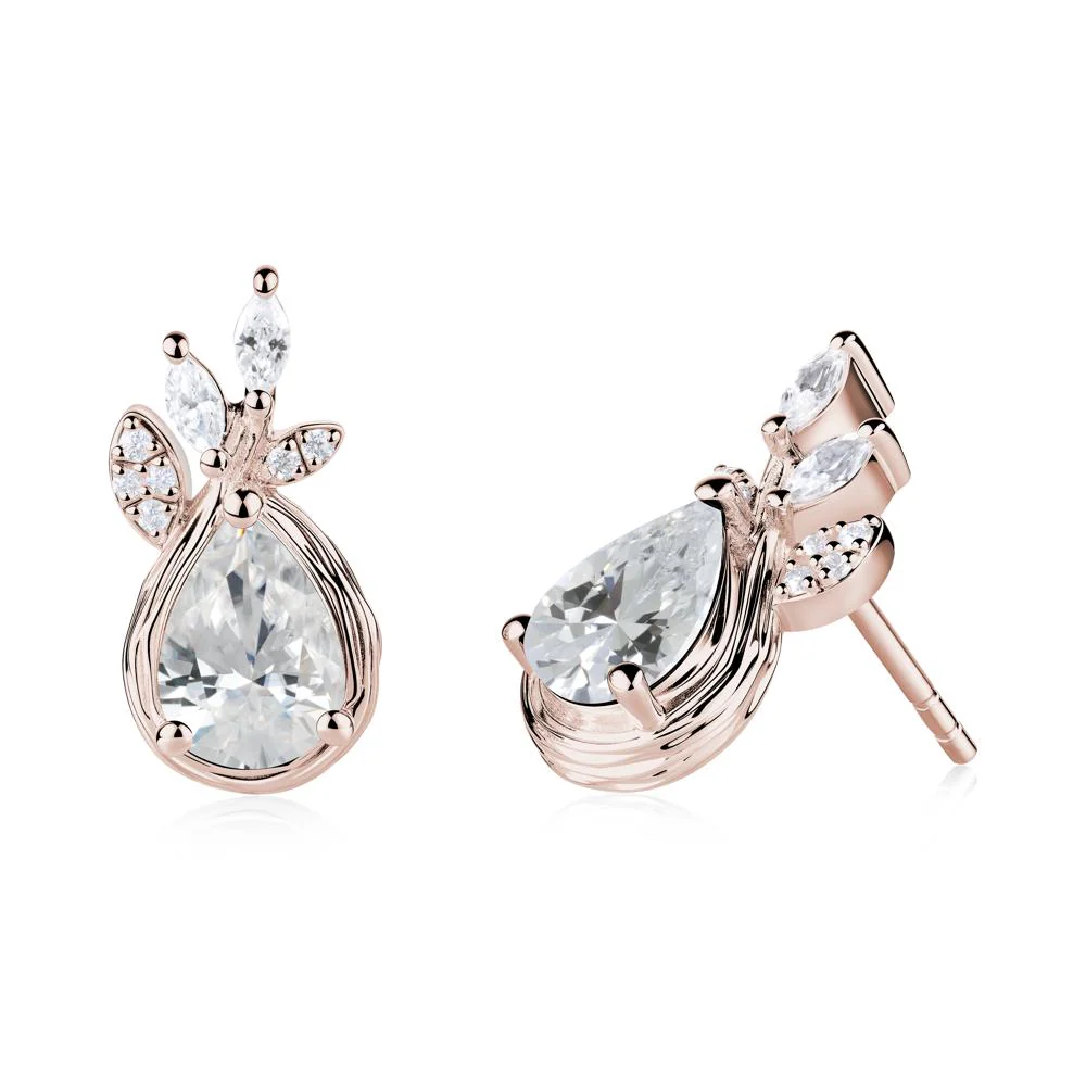 Branches with Leaves Cubic Zirconia Stud Earrings - Image 4