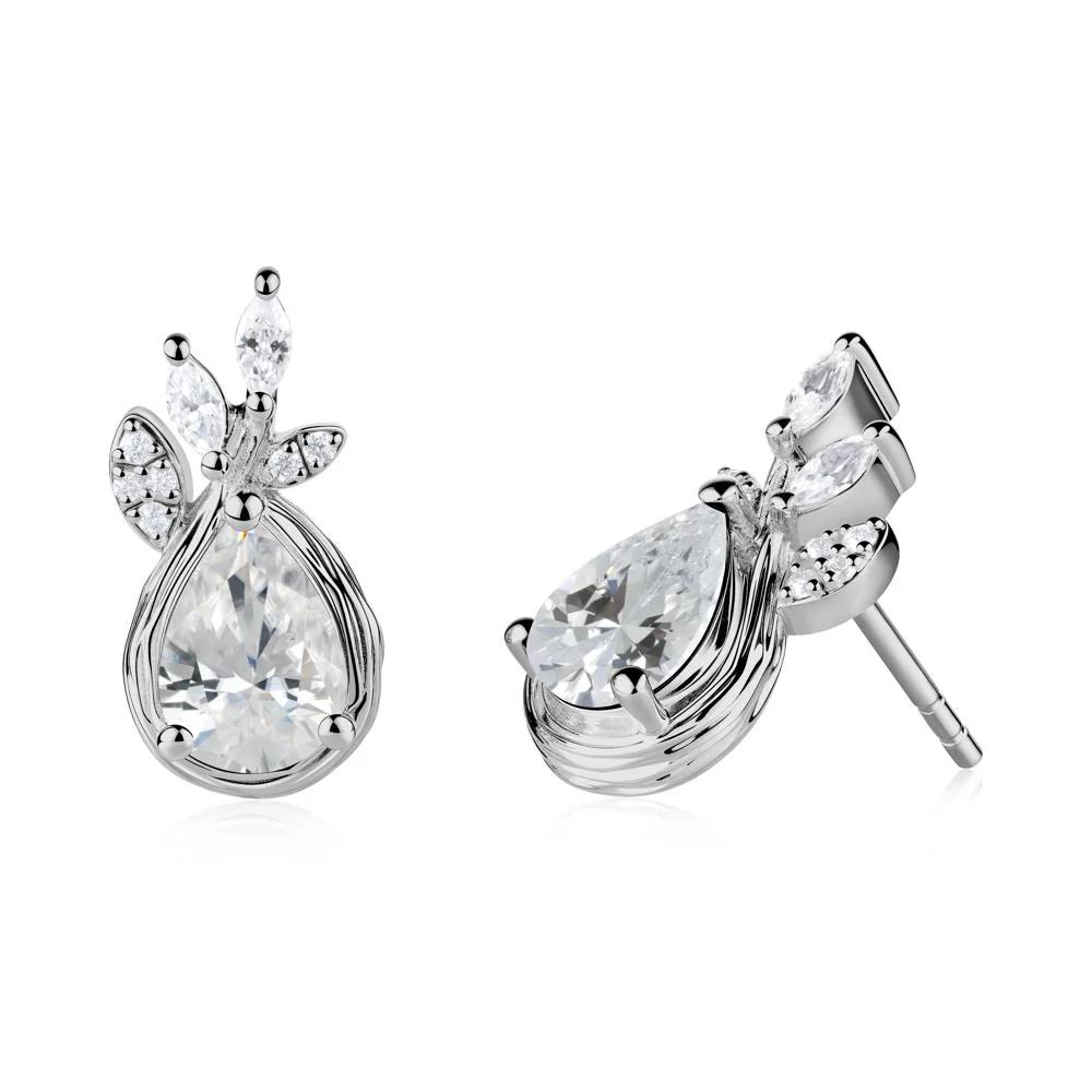 Branches with Leaves Cubic Zirconia Stud Earrings - Image 7