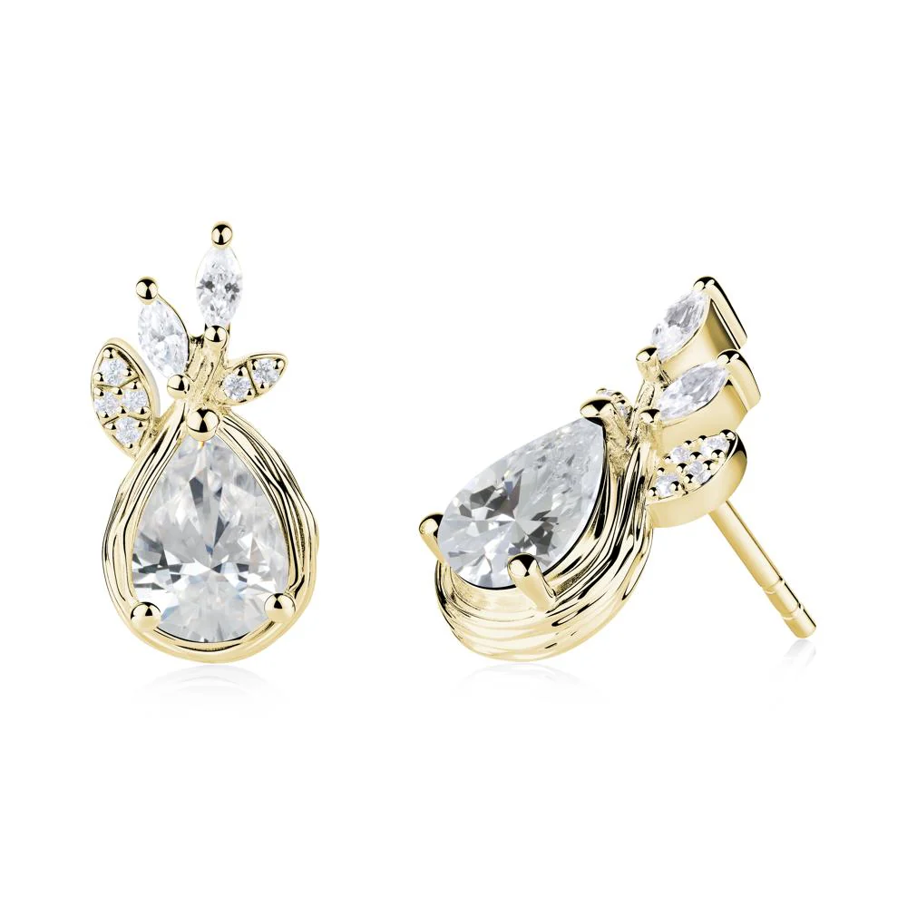 Branches with Leaves Cubic Zirconia Stud Earrings - Image 8