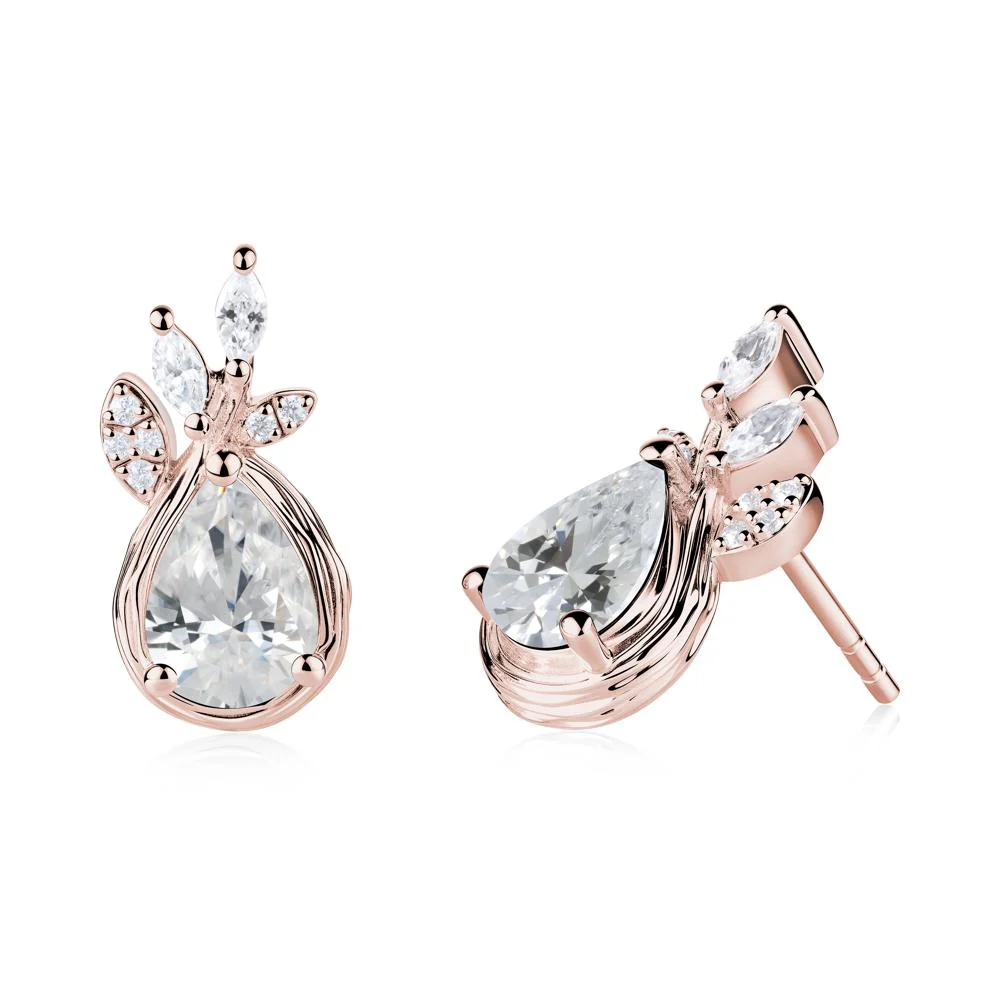Branches with Leaves Cubic Zirconia Stud Earrings - Image 9