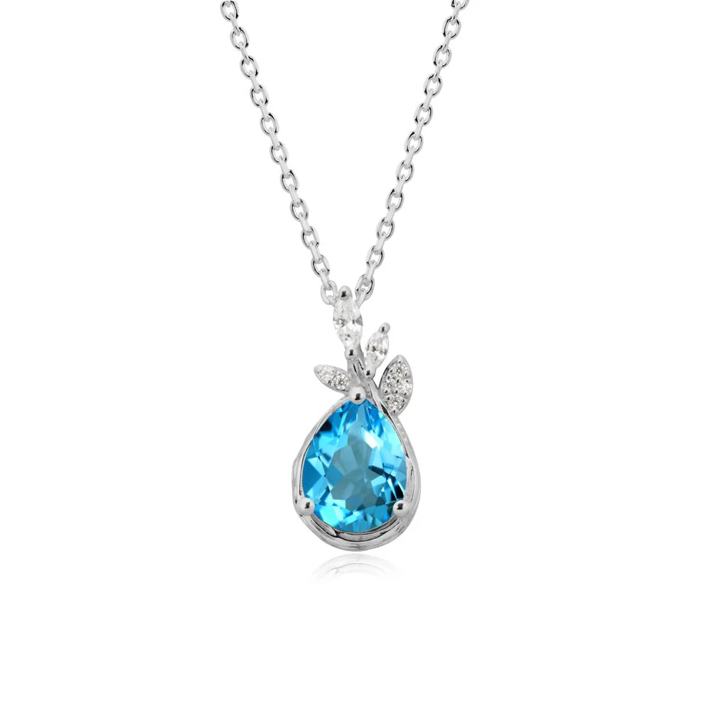 Branches with Leaves Swiss Blue Topaz Pendant - Image 8