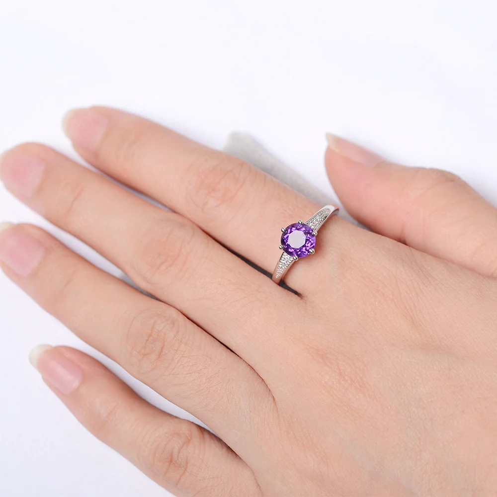 Brilliant Cut Amethyst Engagement Ring - Image 4